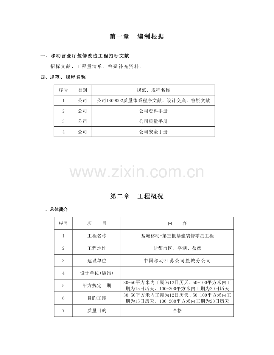 移动营业厅装修综合施工组织设计.docx_第1页