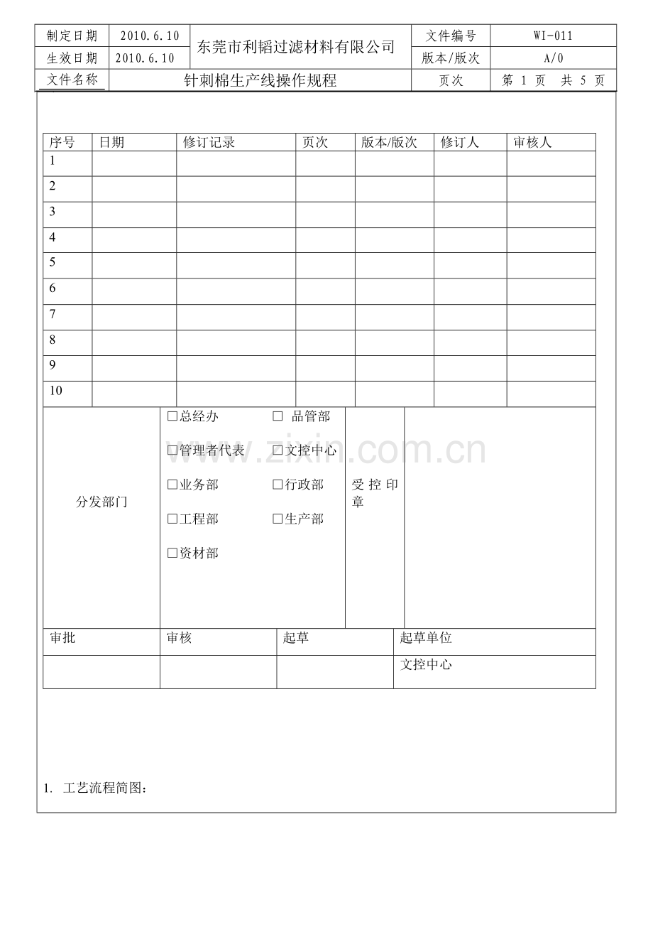 针刺棉生产线操作规程OK.doc_第1页
