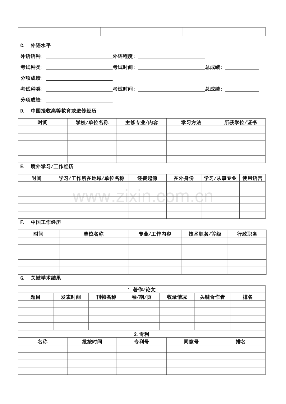 国家留学基金管理委员会出国留学申请表模板.doc_第2页
