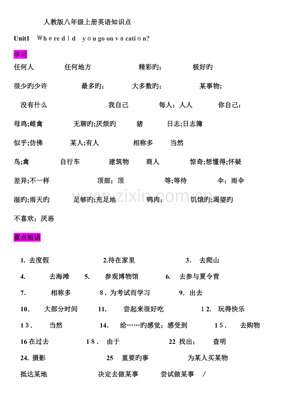 2023年人教版八年级上册英语知识点默写版.doc_第1页