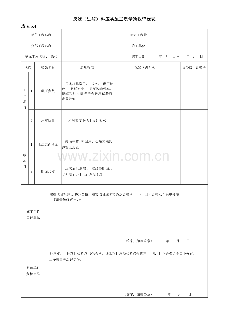 新版反滤过渡料压实施工质量验收评定表.doc_第2页