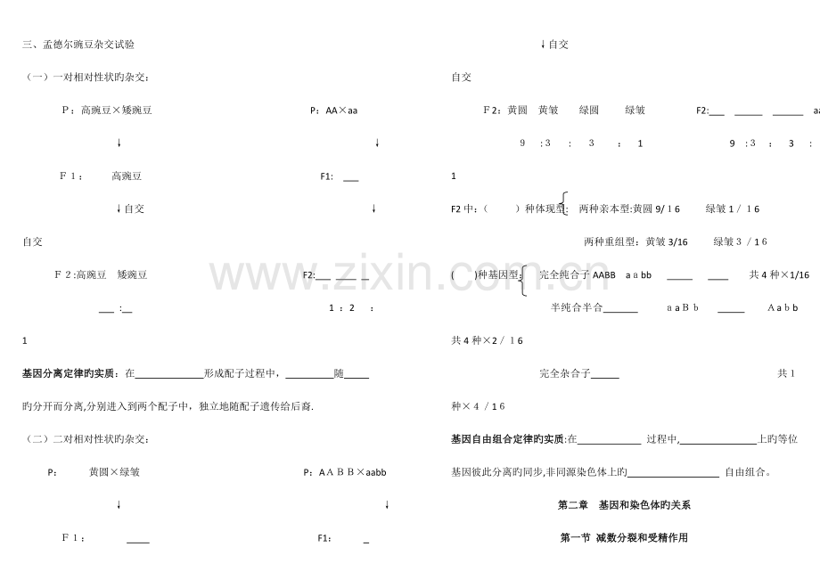 2023年人教版生物必修基础知识点填空重点突出.doc_第2页