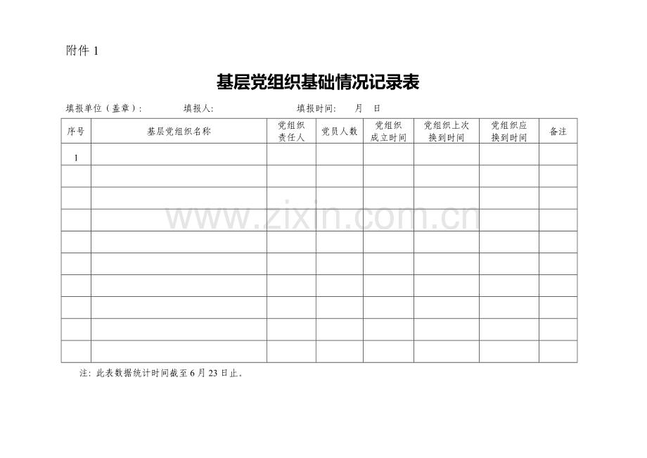 基层党组织按期换届专项检查有关表格样本模板.doc_第1页
