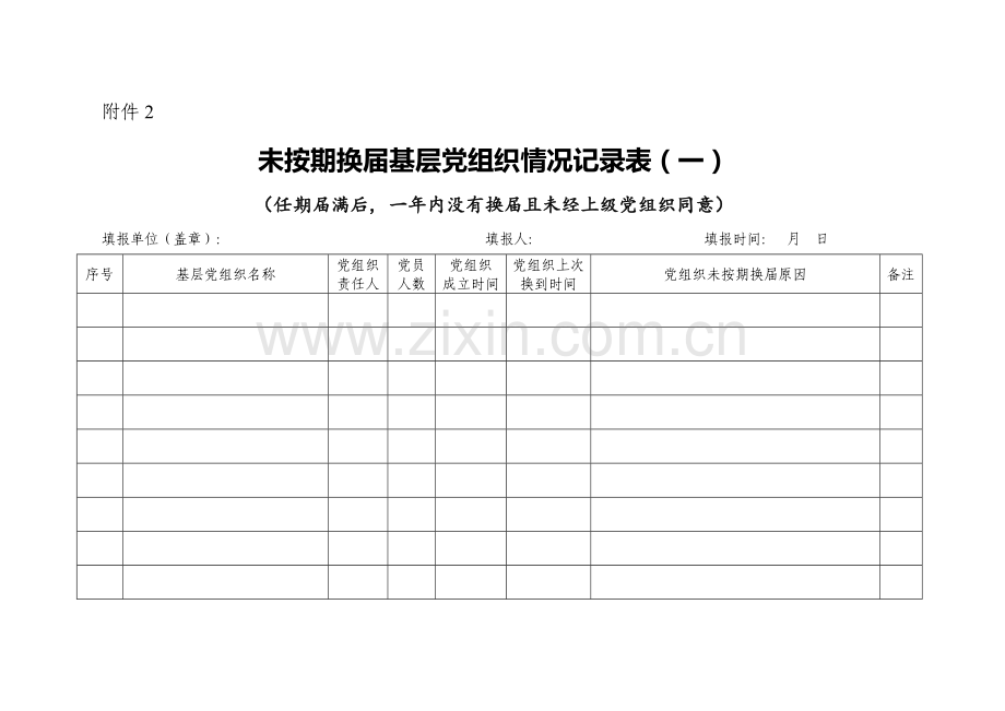 基层党组织按期换届专项检查有关表格样本模板.doc_第2页