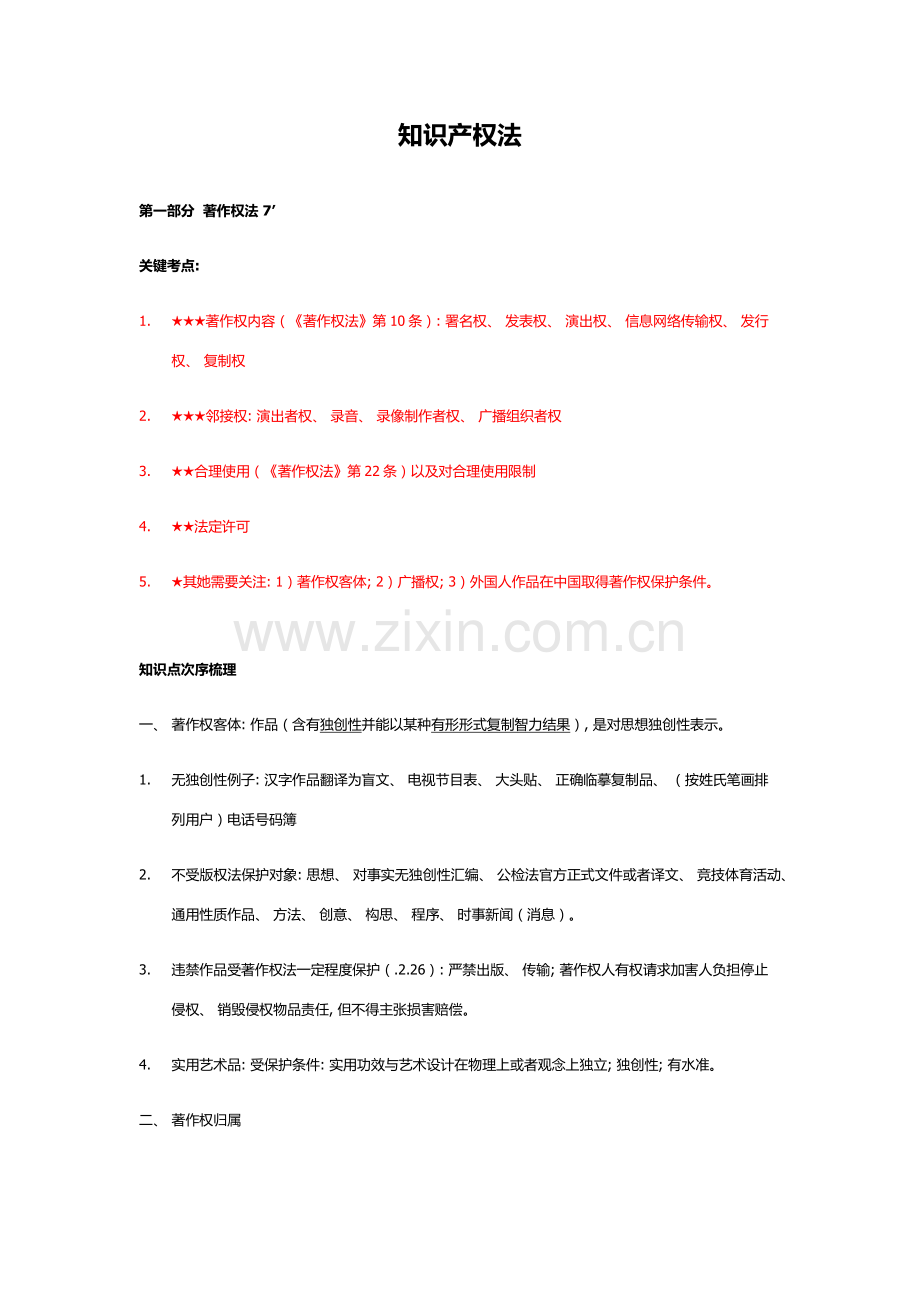 知识产权法全面整理自老钟讲知产表格形式模板.docx_第1页