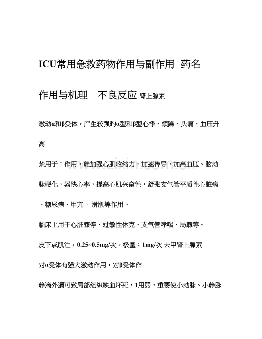 ICU常见抢救药物.doc_第1页