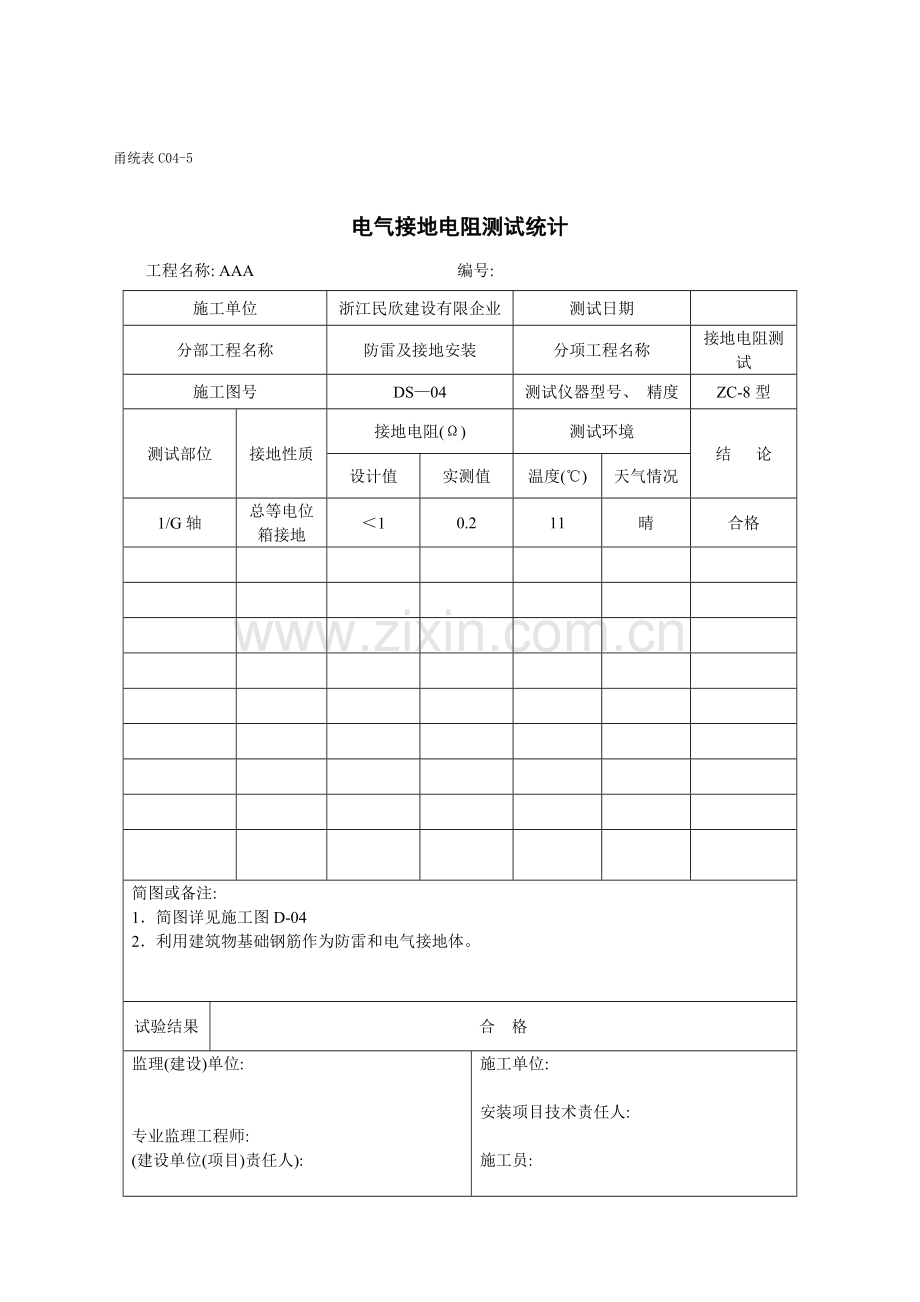 全套电气分部测试记录表模板.doc_第2页