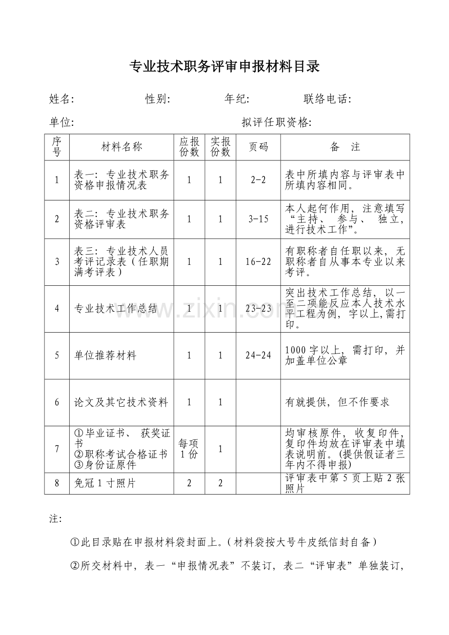 职称评审电子表格初中级模板模板.doc_第1页