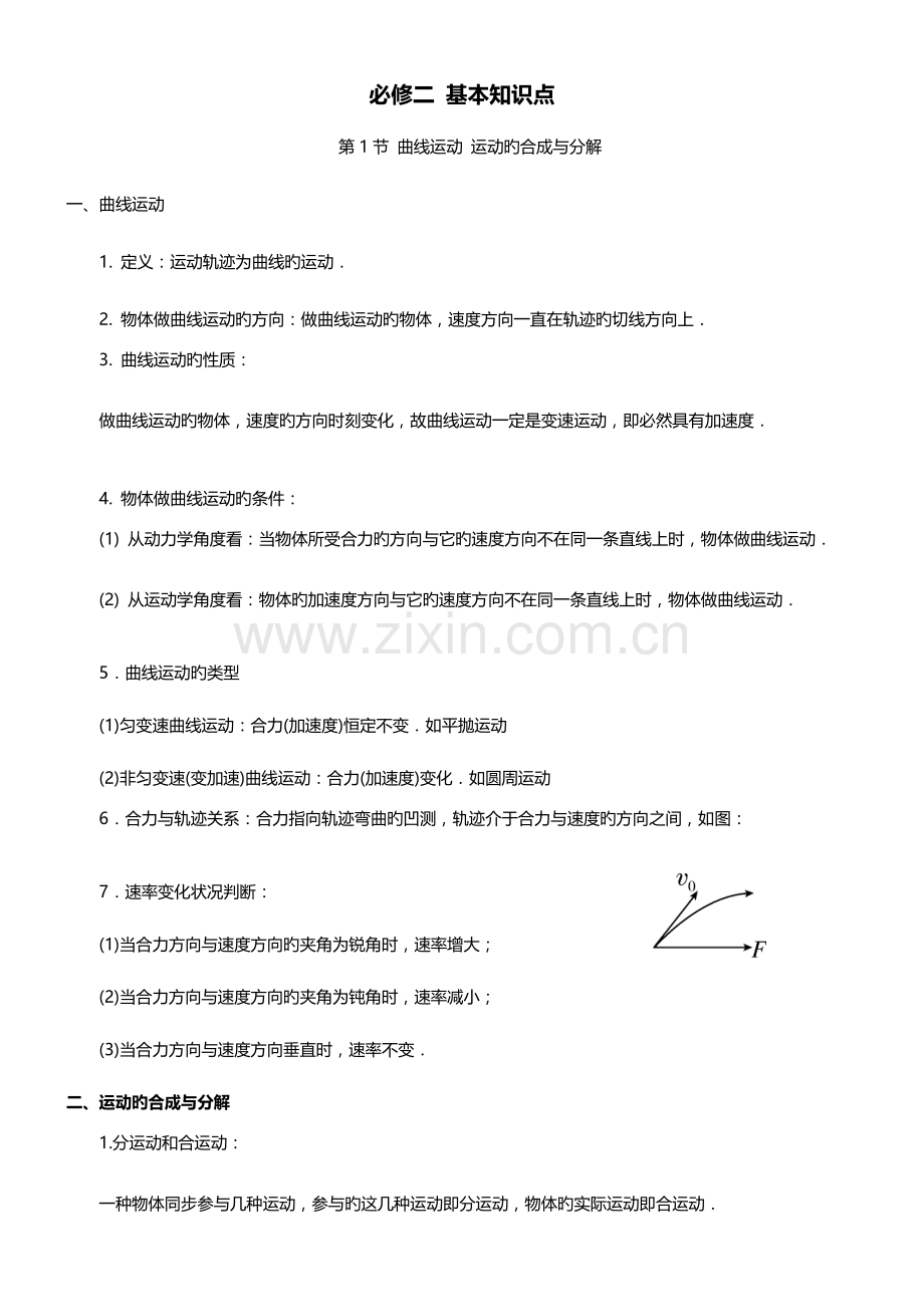 2023年人教版高中物理必修2知识点归纳总结.doc_第1页