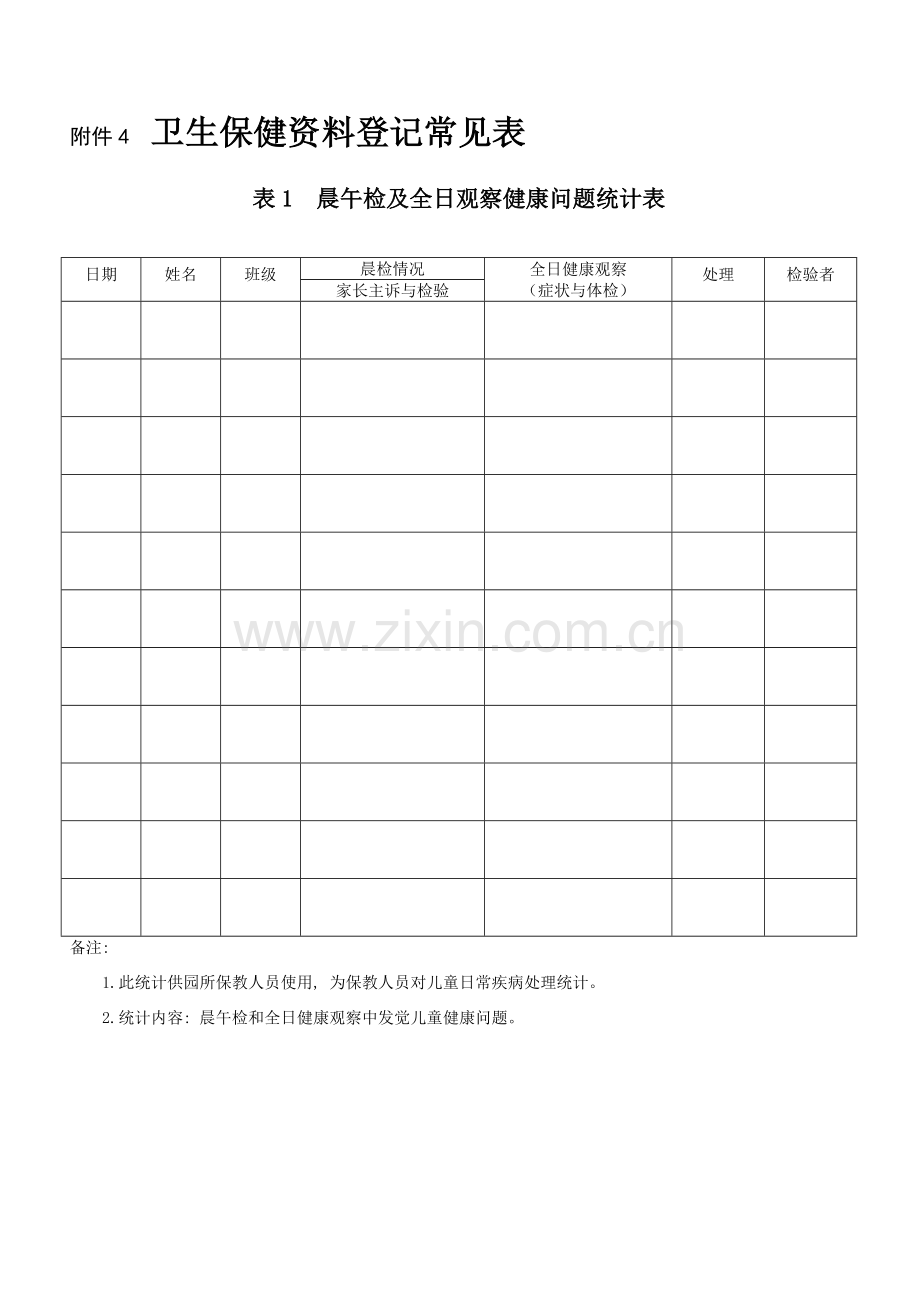 托儿所幼儿园卫生保健工作规范表格模板.doc_第1页