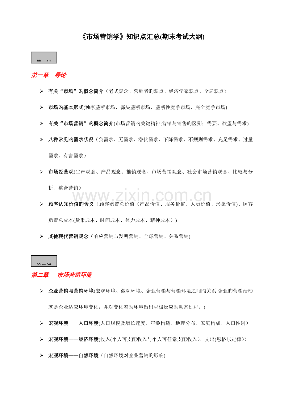 2023年市场营销知识点汇总春季学期营销专业学时.doc_第1页