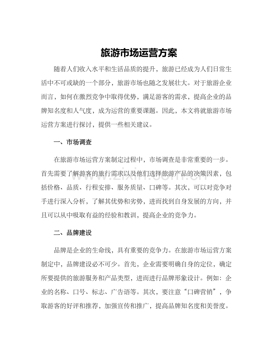 旅游市场运营方案.docx_第1页