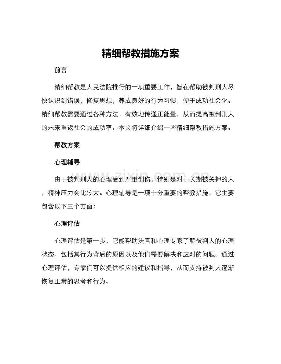 精细帮教措施方案.docx_第1页