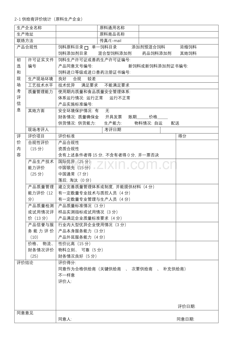 饲料质量安全管理规范记录表格模板.docx_第1页