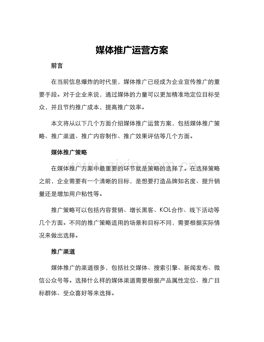 媒体推广运营方案.docx_第1页