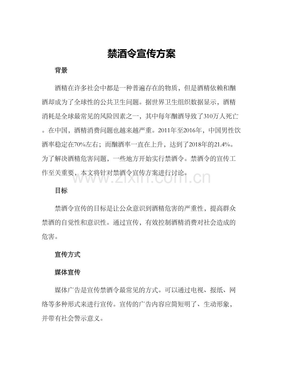 禁酒令宣传方案.docx_第1页
