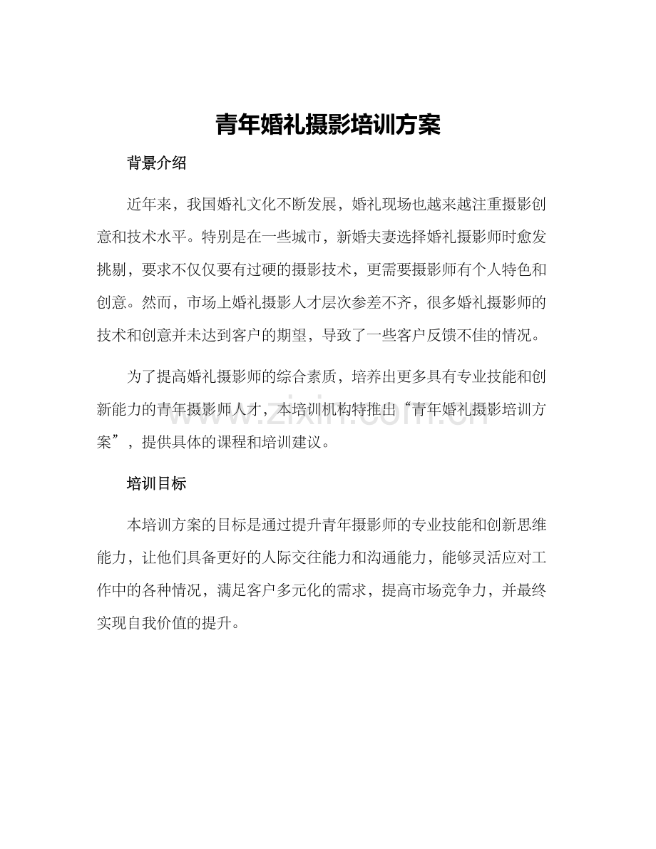 青年婚礼摄影培训方案.docx_第1页