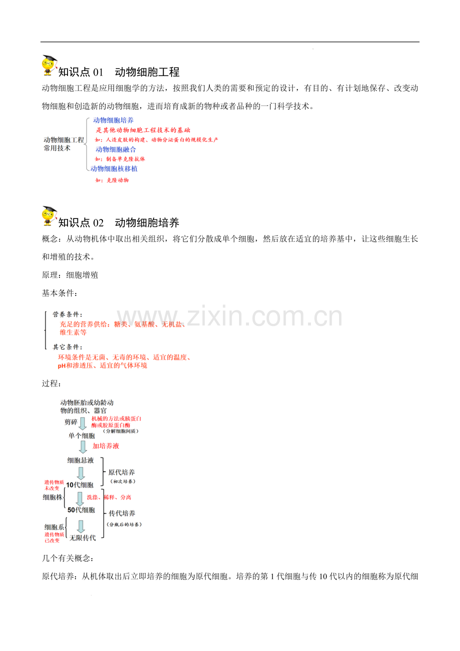 动物细胞工程-(学生版)-高二生物同步讲义(人教版2019选择性必修3).doc_第2页