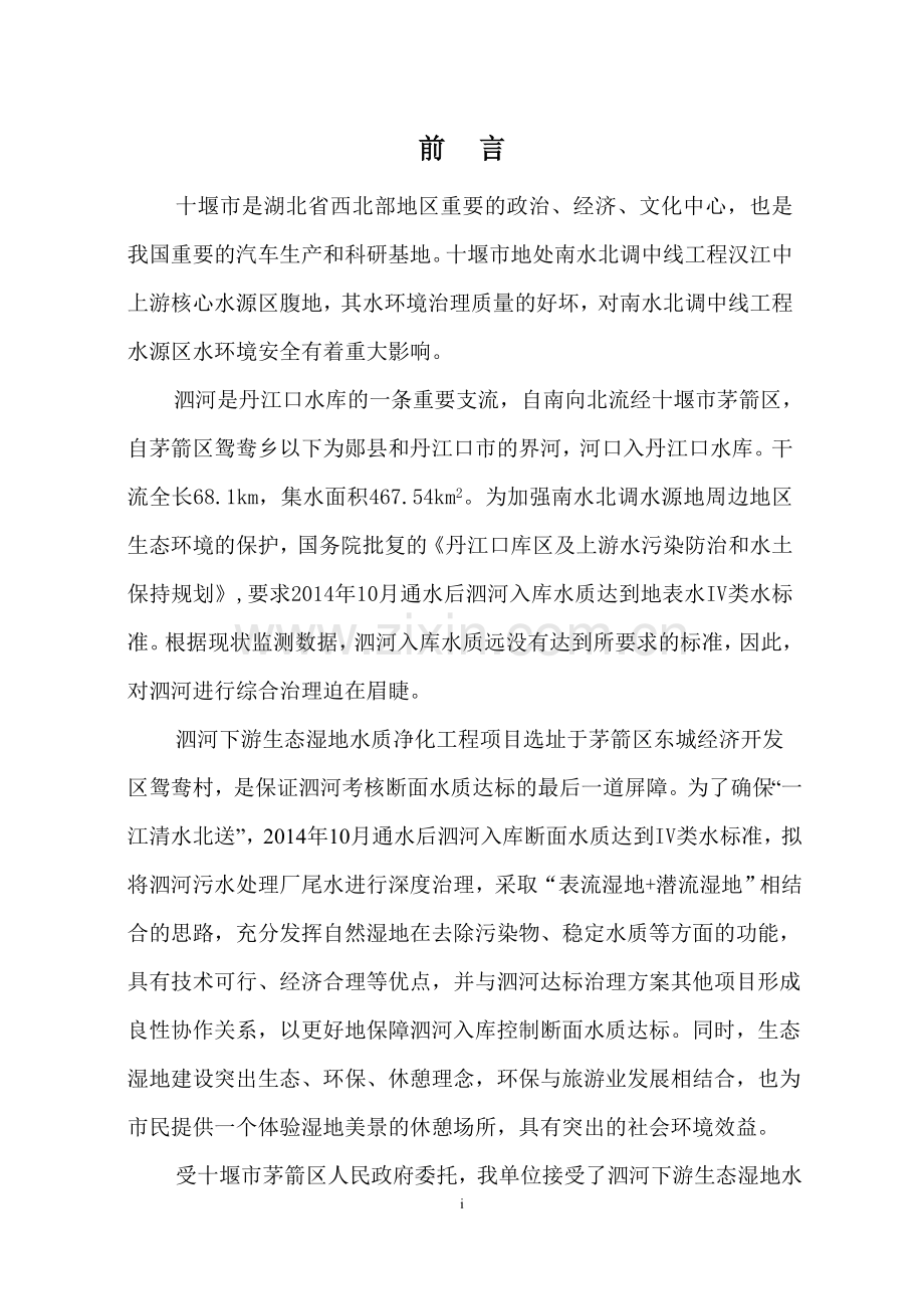 泗河下游生态湿地水质净化工程可研.doc_第1页