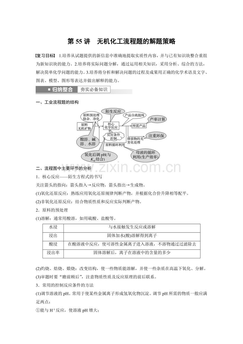 高中化学复习第55讲-无机化工流程题的解题策略.docx_第1页
