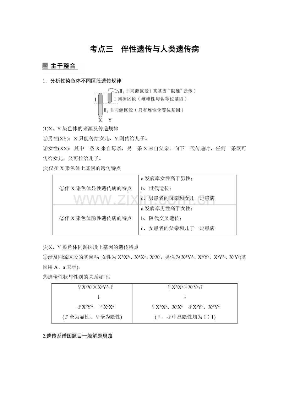 第一篇-专题五-考点三-伴性遗传与人类遗传病.docx_第1页
