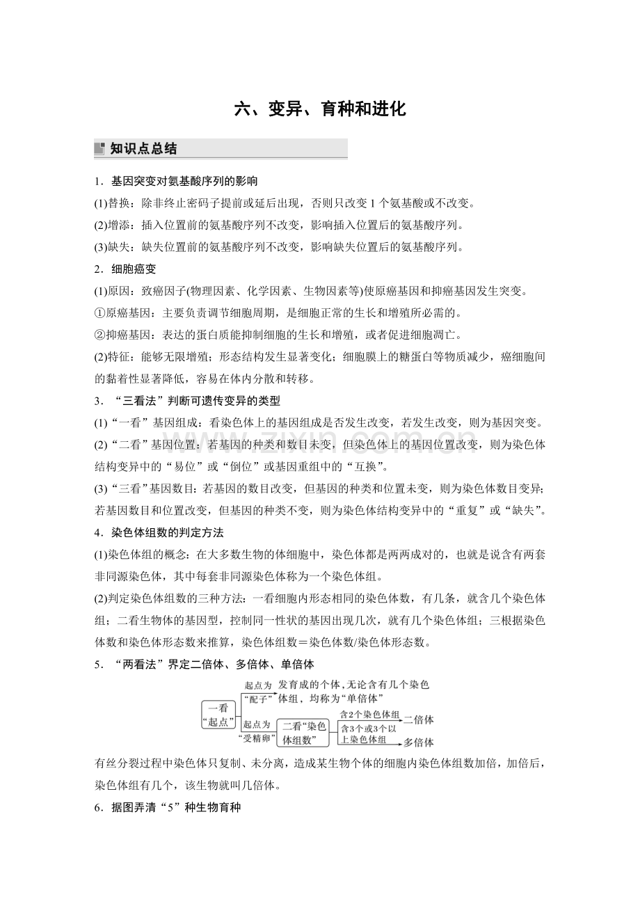 第二篇-第一部分-六、变异、育种和进化.docx_第1页