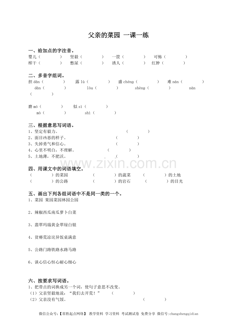 四年级语文下册-父亲的菜园-1-(2).doc_第1页