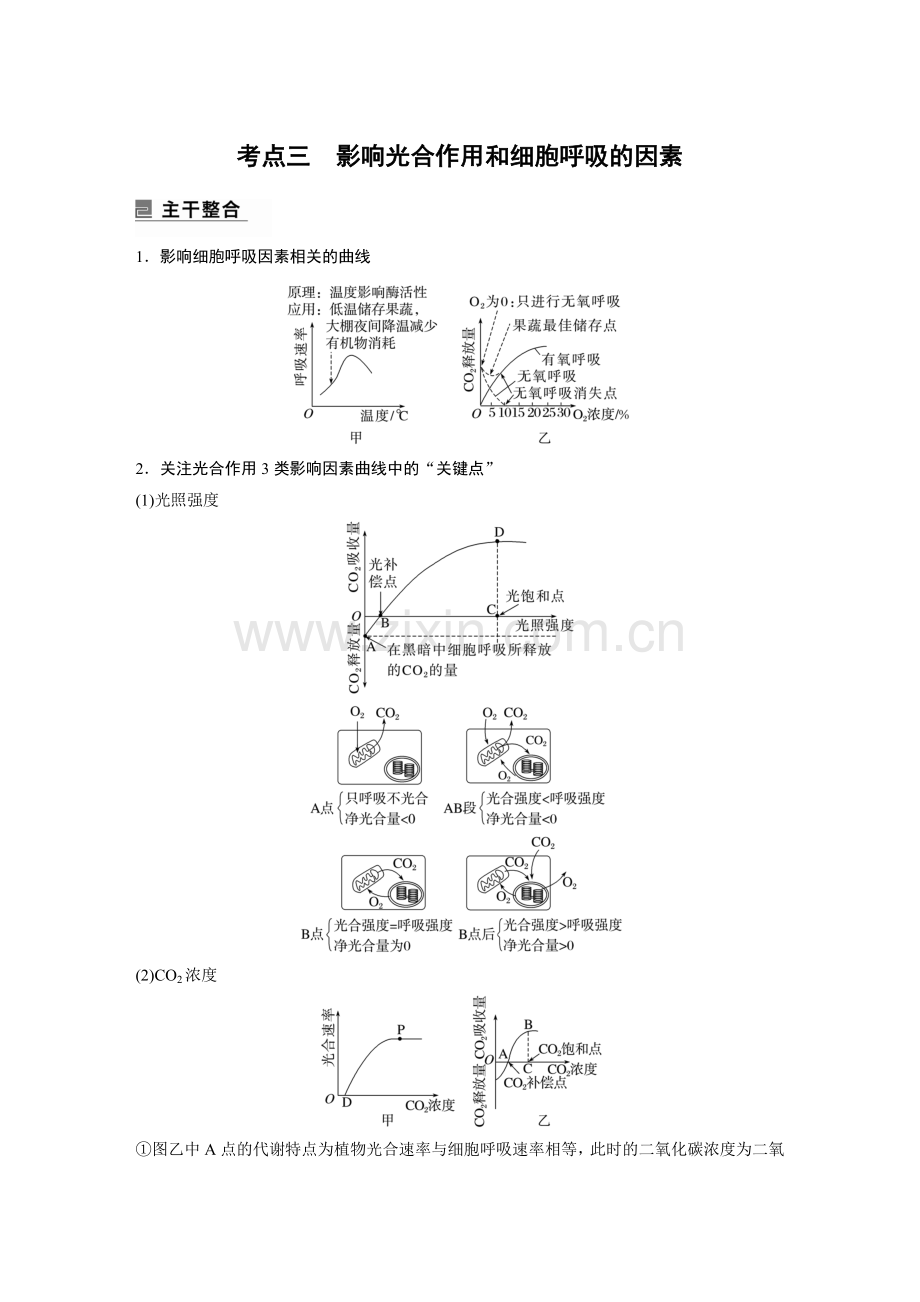 第一篇-专题三-考点三-影响光合作用和细胞呼吸的因素.docx_第1页