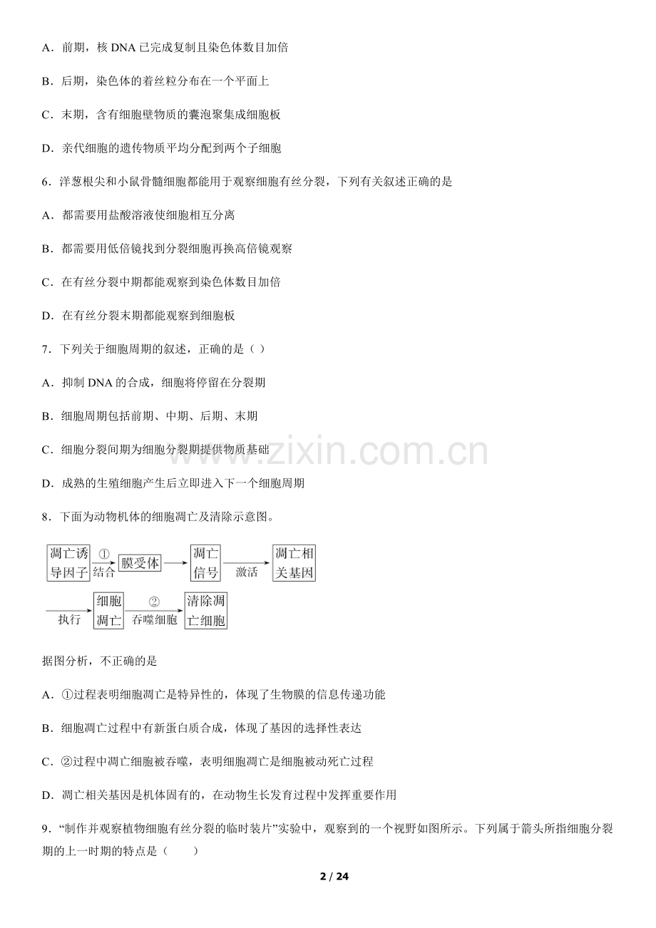 2021全国高三(上)期中生物汇编：细胞的生命历程章节综合.docx_第2页