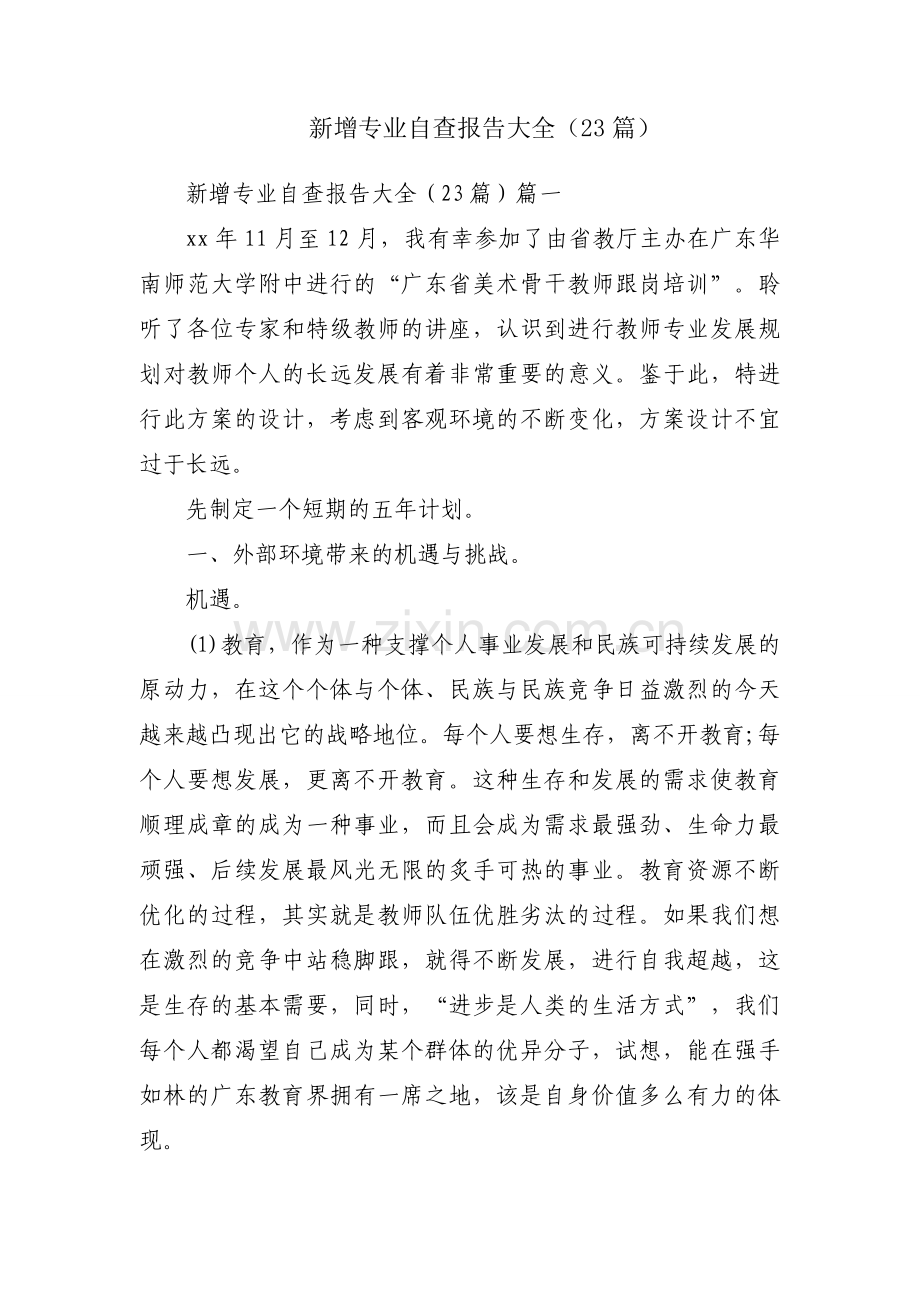 新增专业自查报告大全（23篇）.docx_第1页