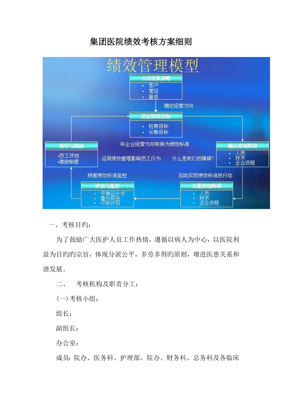 医院绩效考评专题方案标准细则.doc_第1页
