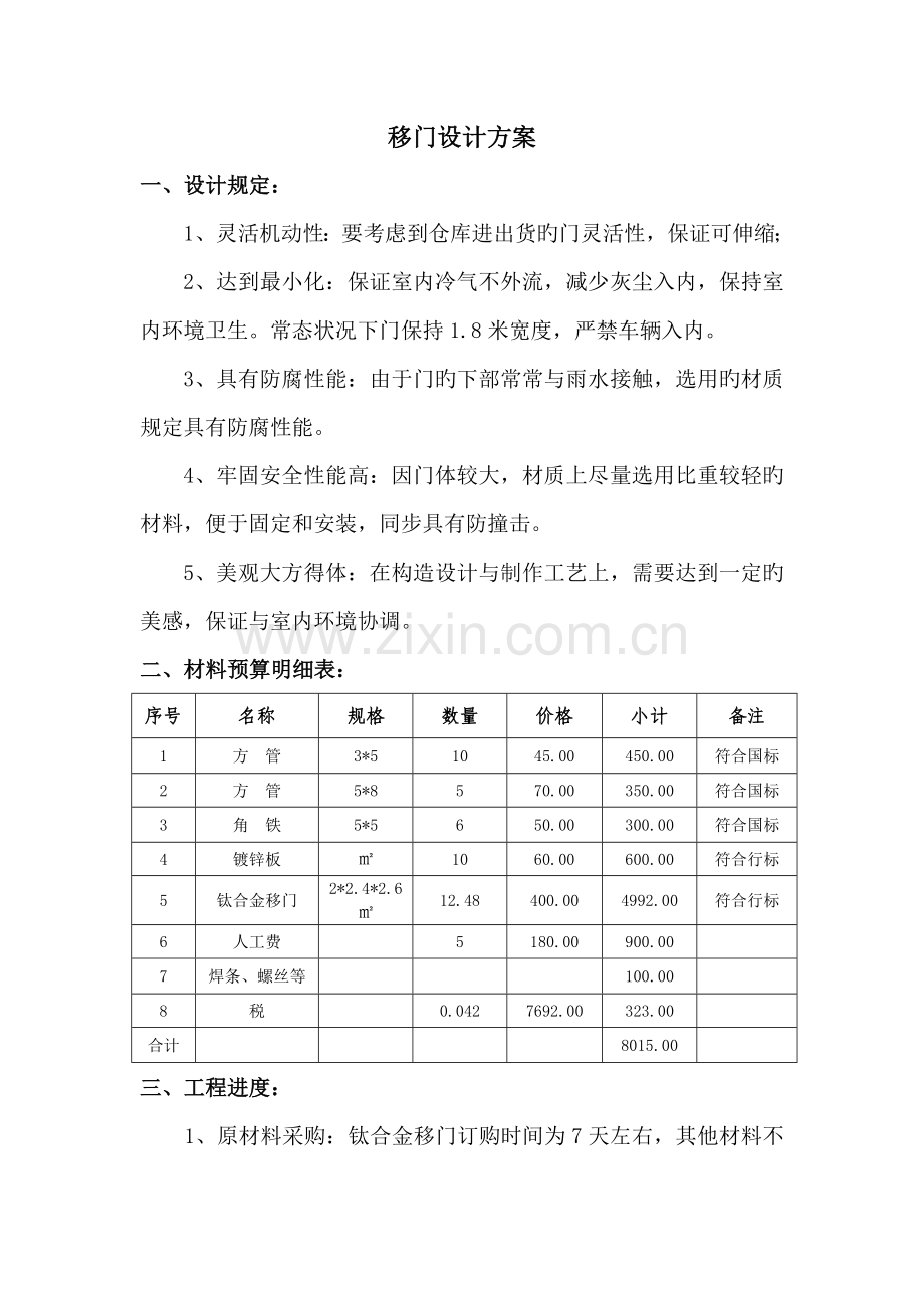 仓库移门报价专题方案.doc_第1页