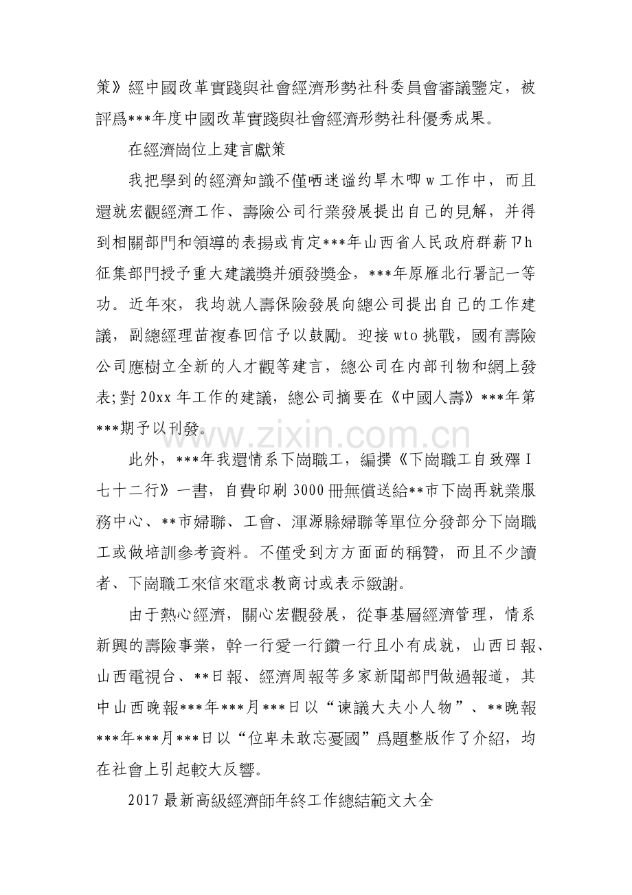 2017高级经济师年终工作总结范文大全.docx_第2页