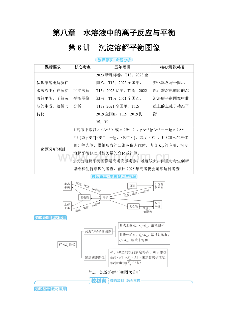 2025高考化学　沉淀溶解平衡图像 备考教案.docx_第1页
