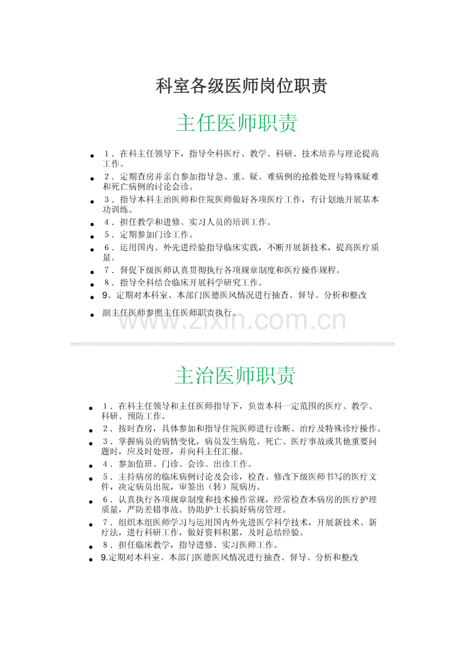 科室各级医师岗位基本职责.doc_第1页