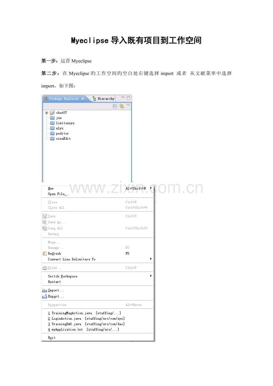 MyEclipse如何导入现有专项项目到工作空间教程.doc_第1页