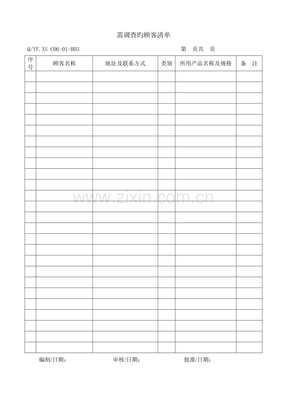 全新体系需调查的顾客清单.doc_第1页