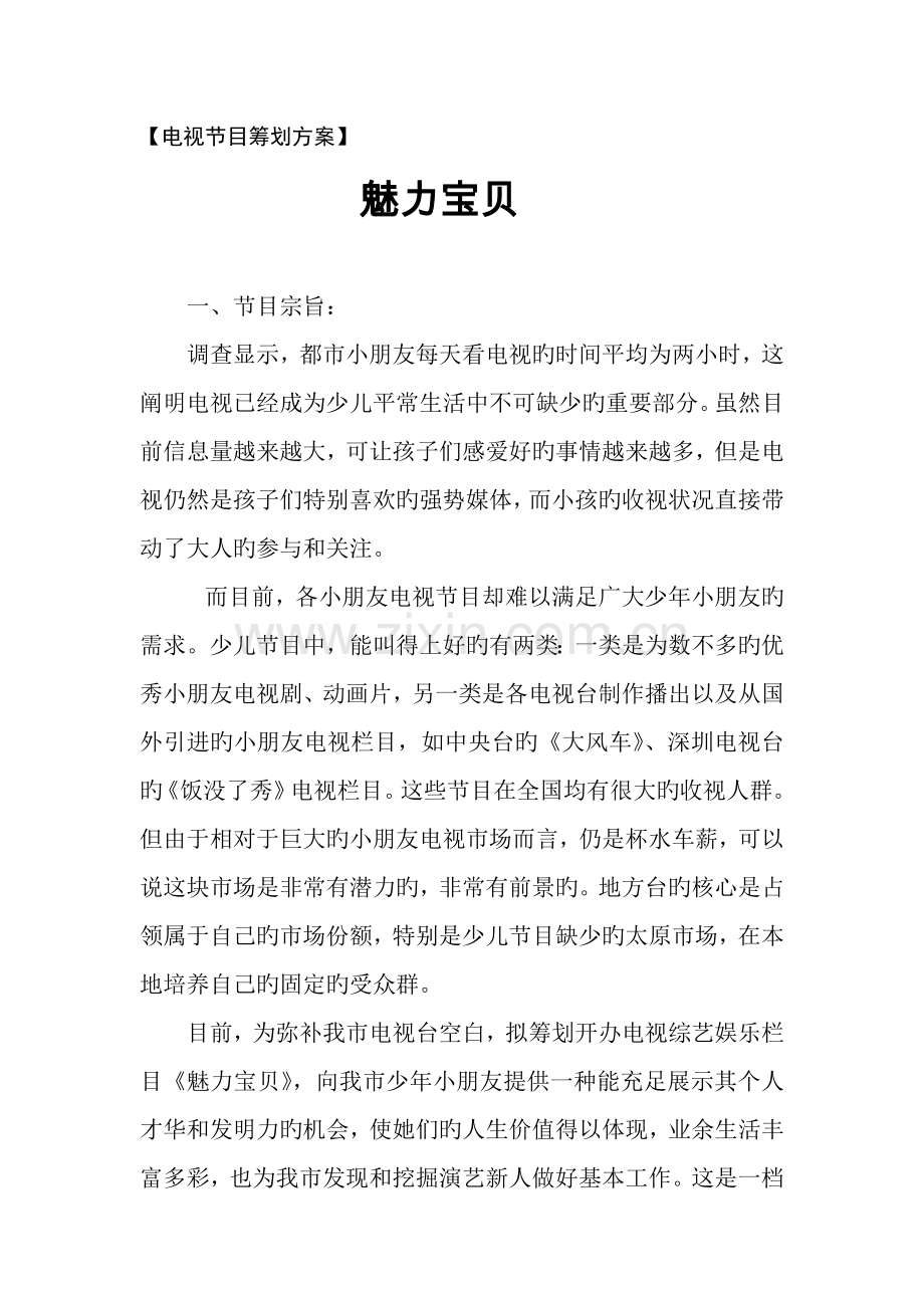 魅力宝贝节目专题策划专题方案.doc_第1页
