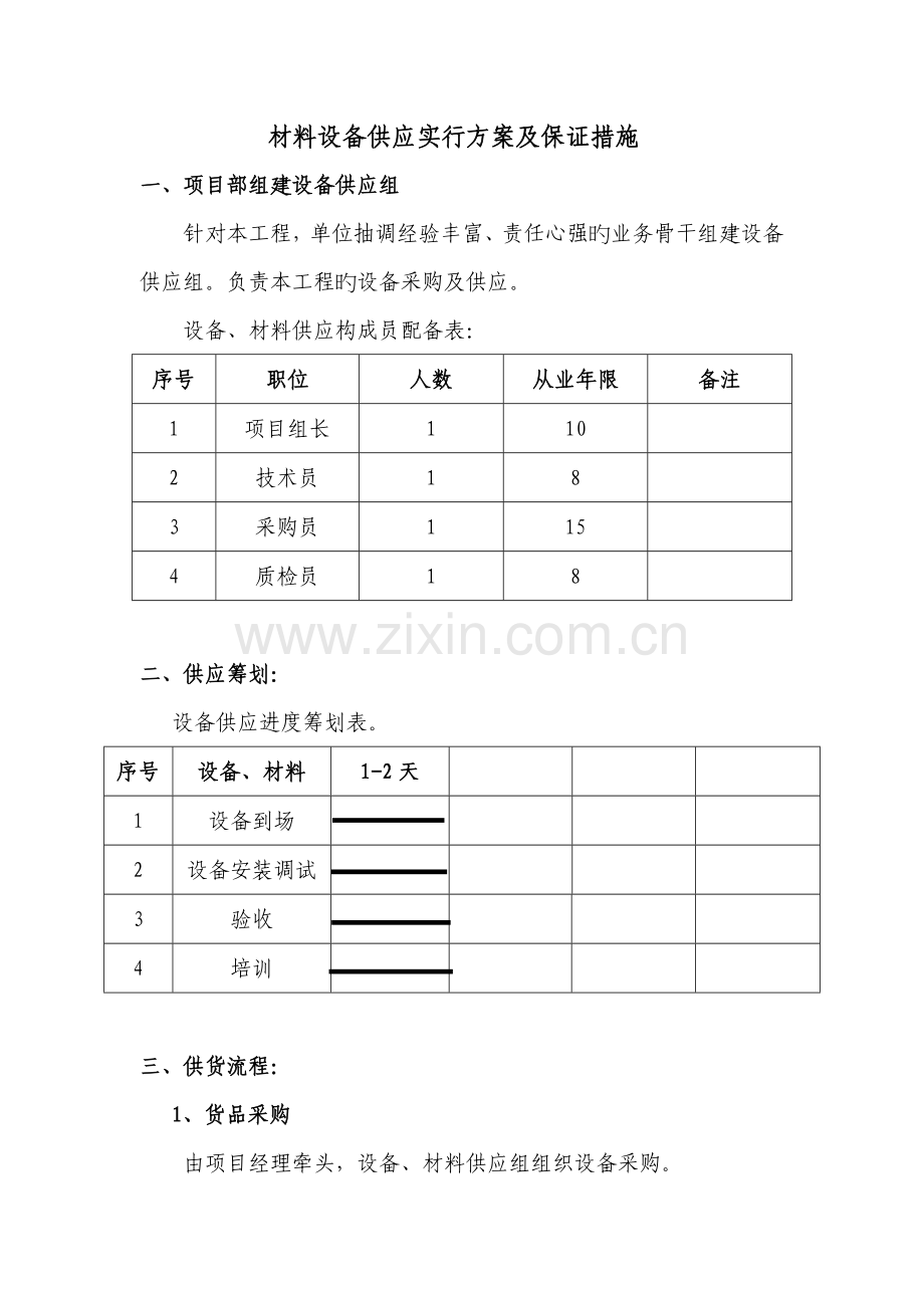 材料设备的供应实施专题方案.doc_第1页