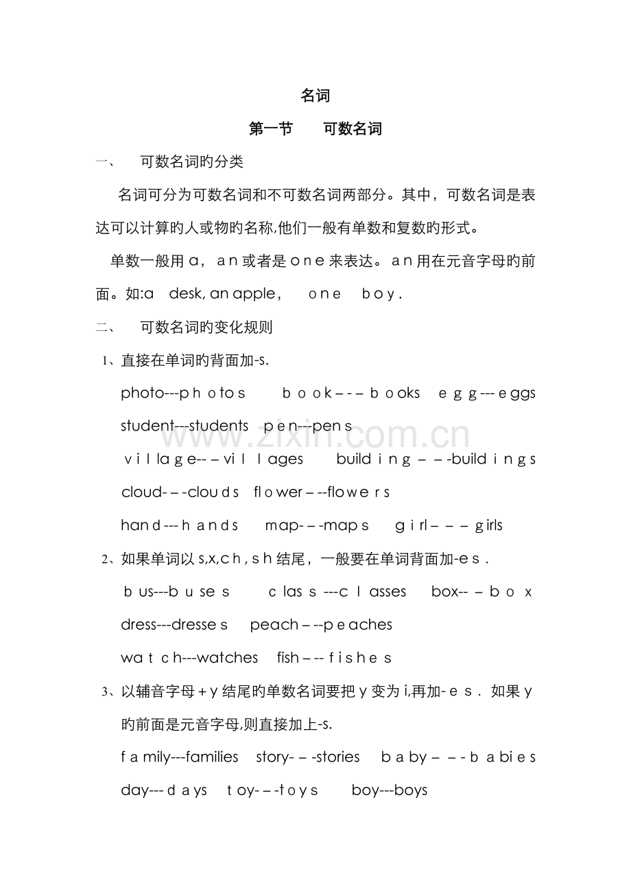 可数名词与不可数名词(适合小学用).doc_第1页
