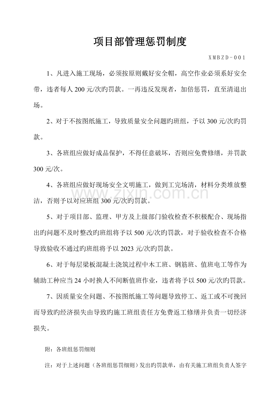 项目管理处罚制度.doc_第1页