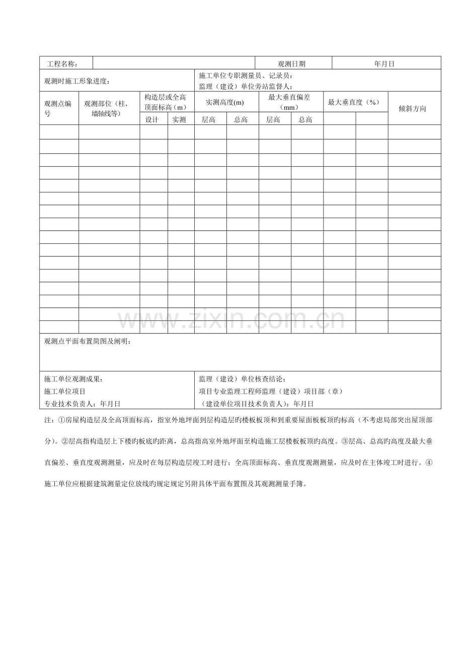 施优质建筑物垂直度标高观测测量记录.doc_第2页