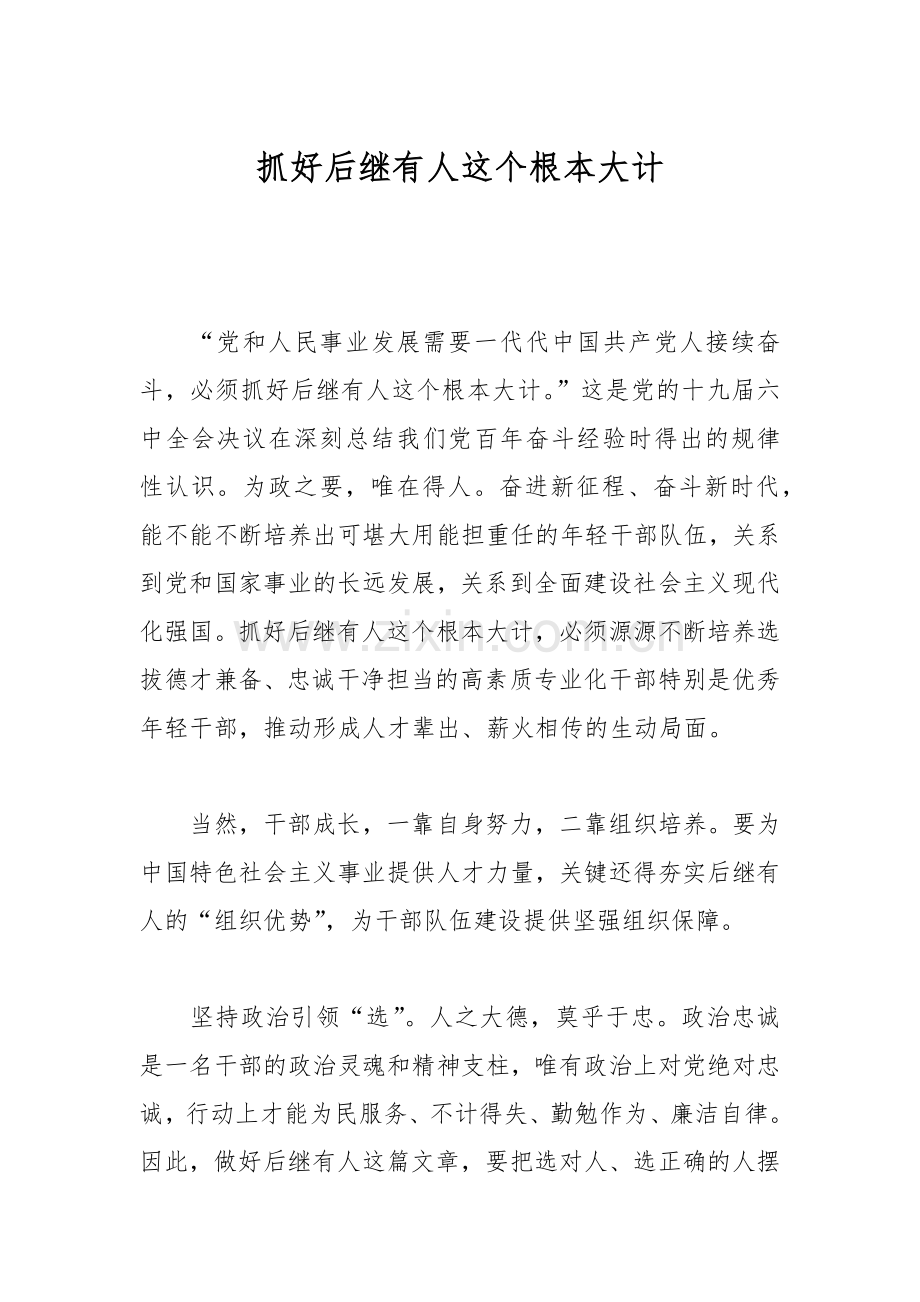 抓好后继有人这个根本大计.docx_第1页