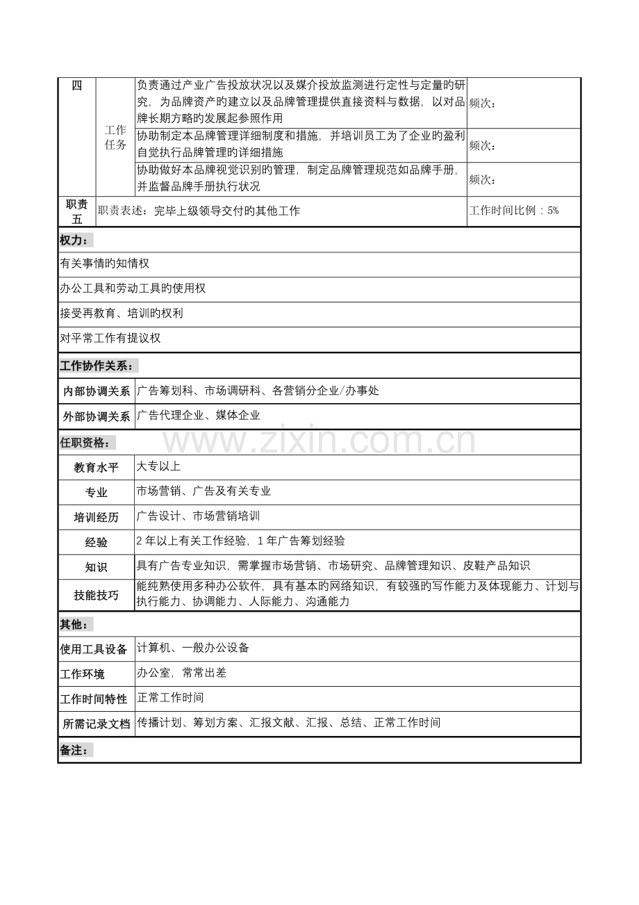 营销总公司广告促销岗位说明书.doc_第2页