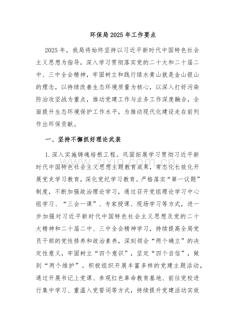 环保局2025年工作要点.docx_第1页