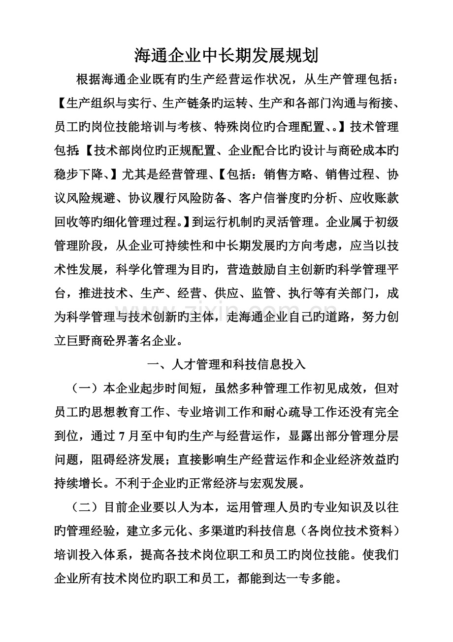 企业中长期发展规划.doc_第1页