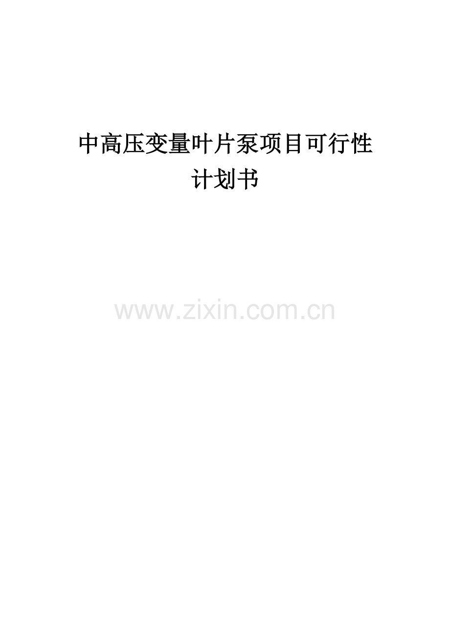 2025中高压变量叶片泵项目可行性计划书.docx_第1页