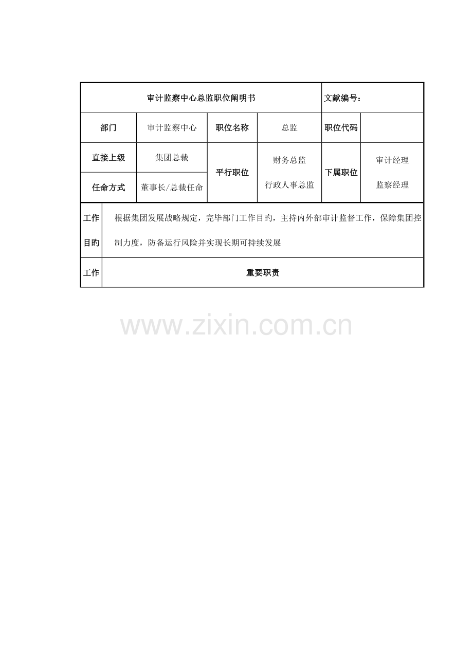 审计监察中心总监岗位说明书.doc_第1页