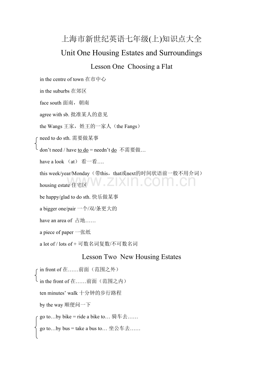 2023年上海市新世纪英语七年级知识点大全.doc_第1页