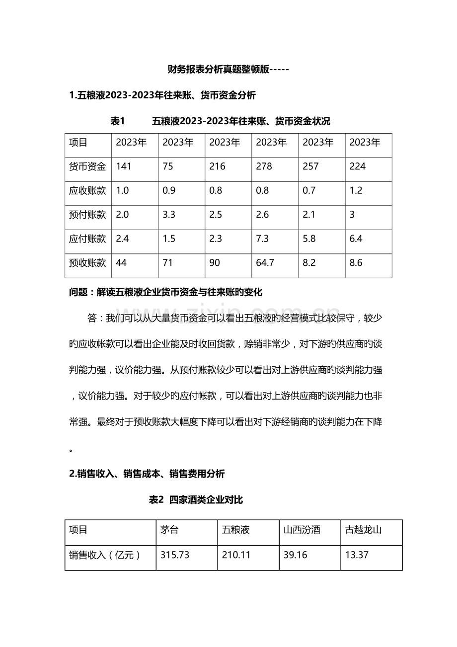 2023年财务报表分析真题整理版.docx_第1页